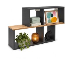 VCM Wandregal mit 5 Fächern, Hängeregal 100 x 53 x 20 cm, Bücherregal und Dekoregal für Wohnzimmer, Büro und Flur - Lusas