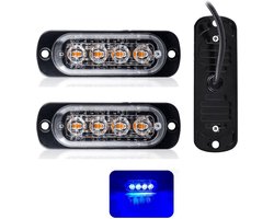 VCTparts® Professionele Blauwe LED Grillflitsers en Bumperflitsers (IP65) Krachtige Stroboscoop Zwaailichten Set voor Hulpdiensten of op Eigen Terrein