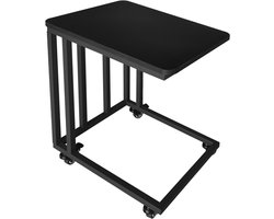 VDD - Bijzettafel - Bijzettafeltjes Woonkamer - Bijzettafel Zwart - Bijzettafel op wieltjes - Bijzettafel Industrieel - Tafeltje op wieltjes