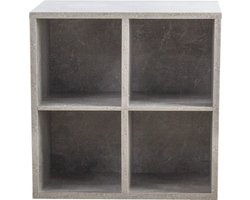 VDD - Boekenkast - Vakkenkast - Opbergkast - Boekenrek - Open kast - Boekenkast kind - Archiefkast - Boekenplank - Wandkast - Kubus kast - Kallax - 4 open vakken - 70 x 70 x 34 cm - Grijs/beton kleur