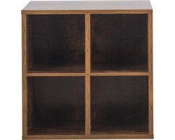 VDD - Boekenkast - Vakkenkast - Opbergkast - Boekenrek - Open kast - Boekenkast kind - Archiefkast - Boekenplank - Wandkast - Kubus kast - Kallax - 4 open vakken - 70 x 70 x 34 cm - Bruin/walnoot