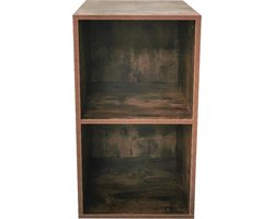 VDD - Boekenkast - Vakkenkast - Opbergkast - Boekenrek - Open kast - Boekenkast kind - Archiefkast - Wandkast - Boekenplank - Kubus kast - Kallax - Bookshelf - Vakkenkasten - 2 open vakken - Hout - 36 x 33 x 69 cm - Donkerbruin