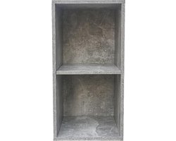 VDD - Boekenkast - Vakkenkast - Opbergkast - Boekenrek - Open kast - Boekenkast kind - Archiefkast - Wandkast - Boekenplank - Kubus kast - Kallax - Bookshelf - Vakkenkasten - 2 open vakken - Hout - 36 x 33 x 69 cm - Grijs beton