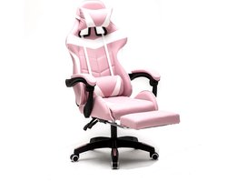 VDD Gaming - Game stoel - Gaming - Bureaustoel - Gamestoel Roze - Met Nekkussen & Verstelbaar Rugkussen - Silicone Game Stoel - Draaistoel - Ergonomische Game Stoel - Gamestoelen - Hoogte Verstelbaar - Roze & Wit