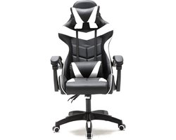 VDD Gaming - Game stoel - Gaming - Bureaustoel - Gamestoel Wit - Met Nekkussen & Verstelbaar Rugkussen - Silicone Game Stoel - Draaistoel - Ergonomische Game Stoel - Hoogte Verstelbaar - Zwart & Grijs