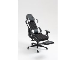 VDD Gaming - Gamestoel - Gamestoel met Voetsteun - Gamestoel Wit - Gaming Stoel - Bureaustoel gaming - Ergonomische Bureaustoel - Met Nekkussen & Verstelbaar Rugkussen - Gamestoel Met Voetsteun - Ergonomische Game Stoel - Draaistoel - Zwart & Wit