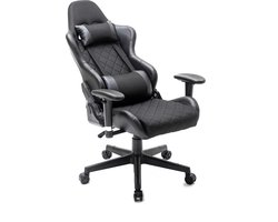 VDD Gaming - Gamestoel - Gamestoel Zwart - Gaming Stoel - Bureaustoel gaming - Ergonomische Bureaustoel - Met Nekkussen & Verstelbaar Rugkussen - Game stoel - Ergonomische Game Stoel - Draaistoel - Zwart