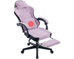 VDD Gaming - Gamestoel met massagefunctie en voetsteun - Gaming chair in de kleur Roze - Game stoel met nekkussen & verstelbaar rugkussen - Ergonomische bureaustoel met padded armsteunen - Max draagvermogen 150 kg - Verstelbare ruggensteun