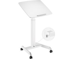 VDD Gaming - Katheder - Lessenaar - Bureau - Laptop Tafel - Zit Sta Bureau - Verrijdbaar - Workstation - Laptop Standaard - Laptoptafel - Bijzet Tafel op Wielen - Wit - In hoogte verstelbaar - Maximale hoogte 113 cm - Bureaublad - 60 x 53 cm