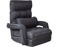 VDD Gaming - Vloerstoel met rugleuning - Gamestoel lounge - Vloer stoel - Verstelbare rugleuning - Uitklapbaar tot ligstoel - Zwart