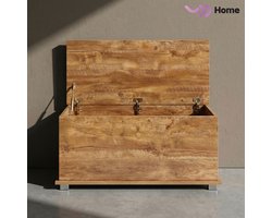 VDD Home - Speelgoedkist - Opbergkist - Opbergbak - Opbergbank - Kist - Dekenkist - Opbergkoffer - Speelgoedbank - Speelgoedopberger - Opbergbak met deksel - Opbergkast kinderen - Halbank met opbergruimte - Hout - Vintage bruin - 100 x 40 x 40 cm