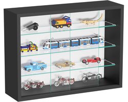 VDD Home - Vitrine kast - Vitrinekastje - Hangende wandvitrine - Schuifdeuren - 50 x 40 x 13 cm - Zwart