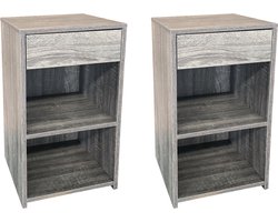 VDD - Nachtkastje - Nachtkastje set van 2 - Nachtkastjes - Nachtkastje grijs - Nachtkastje hout - Nachtkastjes grijs