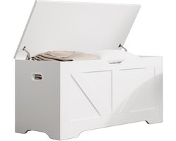 VDD - Opbergkist - Opbergkist Wit - Opbergkist hout - Speelgoedkist - Dekenkist - wit - groot - 100 x 40 x 46 cm