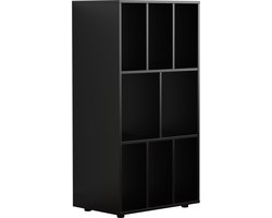 VDD - Vakkenkast - LP vinyl opbergkast - platenkast - opbergrek - platenrek - boekenkast - 8 vakken – zwart