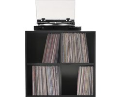 VDD Vinyl - Platenspeler Meubel - Lp kast - Vinyl kast - Platenspeler kast - Lp meubel - Platen kast - Vinyl opberg systeem - Lp platen opbergkast - Opbergen lp vinyl platen - Vinyl opbergkas - Vinyl houder - 4 open vakken - 70 x 70 x 34 cm - Zwart