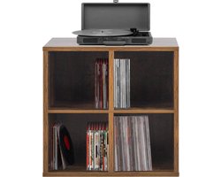 VDD Vinyl - Platenspeler Meubel - Lp kast - Vinyl kast - Platenspeler kast - Lp meubel - Platen kast - Vinyl opberg systeem - Lp platen opbergkast - Opbergen lp vinyl platen - Vinyl opbergkas - Vinyl houder - 4 open vakken - 70 x 70 x 34 cm - bruin