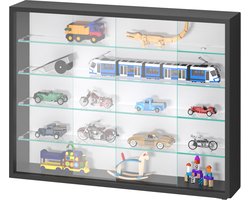 VDD Vitrinekast - Staande Vitrine Kast - Hangende Wandvitrine - Met Schuifdeuren - Glas - Verzamelen Showcase Glazen - Showcase 75 x 55 x 12 cm