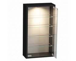 VDD – Vitrinekast – Vitrinekast met glas – Vitrinekast met led verlichting – Vitrinekastje – 40 x 12 x 60 cm - Zwart