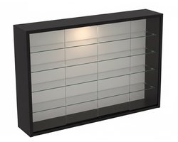 VDD – Vitrinekast – Vitrinekast met glas – Vitrinekast met led verlichting – Vitrinekastje - 75 x 14 x 55 cm - Zwart
