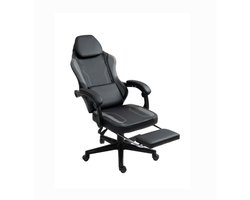VDD - Zwarte-grijze gamestoel - voetensteun - ergonomisch - hoogte verstelbaar