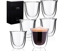 VDN Dubbelwandige ESPRESSO 70 ML glazen van borosilicaat - Warme en koude dranken kopjes - Set van 6 - Koffie