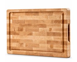 VDN Professionele Snijplank Esdoorn Hout met Sapgeul en Handvaten – Anti-slip Borrelplank - Hakblok Kopshout 26x38x3.5 cm