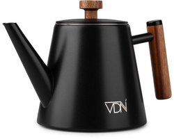 VDN RVS Theepot Dubbelwandig met Filter - Zwarte Theekan 1 Liter - 904