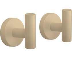 VDN Stainless Handdoekhaakjes beige - Vaatdoekhouder - Haakjes handdoek - Wandhaak - Ophanghaakjes - 2 Stuks