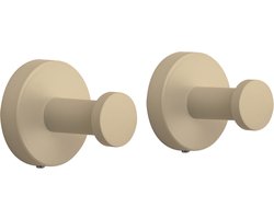 VDN Stainless Handdoekhaakjes beige - Vaatdoekhouder - Haakjes handdoek - Wandhaak - Ophanghaakjes - RVS - 2 Stuks