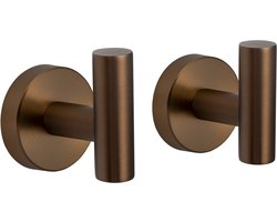 VDN Stainless Handdoekhaakjes koper - Vaatdoekhouder - Haakjes handdoek - Wandhaak - Ophanghaakjes - 2 Stuks