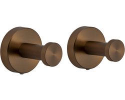 VDN Stainless Handdoekhaakjes koper - Vaatdoekhouder - Haakjes handdoek - Wandhaak - Ophanghaakjes - RVS - 2 Stuks