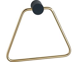 VDN Stainless Handdoekring - Handdoekrek badkamer - Handdoekhaak - Handdoekstang - Matzwart/Goud - Handdoekhouder - Handdoekbeugel - Hangend