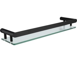 VDN Stainless Planchet - Planchet badkamer - Wandplank - Zwart - Glas - RVS - Hangend