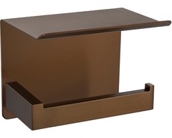 VDN Stainless wc rolhouder koper - Toiletrolhouder met plankje - Toiletpapier houder - RVS