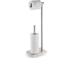 VDN Stainless wc rolhouder staand - Toiletrolhouder en reserverolhouder - RVS - Geschikt voor 3+1 WC papier rollen - 2 in 1