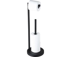 VDN Stainless wc rolhouder staand - wc rolhouder zwart - Toiletrolhouder en reserverolhouder - RVS - Geschikt voor 3+1 WC papier rollen - 2 in 1