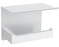 VDN Stainless wc rolhouder wit - Toiletrolhouder met plankje - Toiletpapier houder - RVS