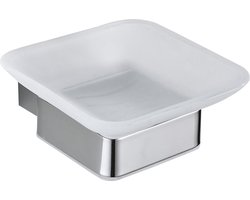 VDN Stainless zeepbakje - Zeephouder - Zeepschaaltje - Zilver - RVS - Mat glas - Hangend