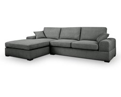 Veda L-vormige sofa links grijs | Moderne hoekbank met textiel