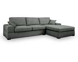 Veda L-vormige sofa rechts grijs - Moderne hoekbank met textiel