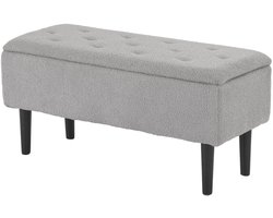 Vedder House - Bankje - Opbergbank - Schoenenbank - Grijs - Gestoffeerd - 95x38x45 cm - Slaapkamer