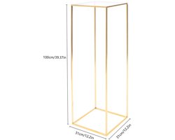 Vedder House - Bloemenstandaard - Goud - Gouden zuil - Kaarsenstandaard - Decoratie - 31x31x100 cm