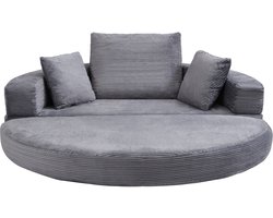 Veelzijdig vrijstaand opklapbaar slaapbankbed (Boneless Bank) – Ovaal bed met kussens, modulaire bank, katoenen fluweel stoffen bekleding (173 x 176 cm), geschikt voor appartementen, woonkamer, slaapkamer-grijs