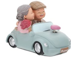 Veemoon Opa Oma Figuren Rand Kruk Decoratie Geliefden Sculptuur Tuindecoratie Figuur Bruid en Bruidegom Standbeeld Taart Topper Woonkamer Bureau Ornamenten Verjaardag Bruiloft Kerstcadeau