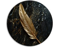 Veer muurcirkel - Object wandschalen - Muurcirkels Marmer - Wanddecoratie industrieel - Wandpaneel - Kunstwerk muurcirkel forex 40x40 cm