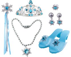 Vegaoo - Set van 6 blauwe prinsessen accessoires voor meisjes