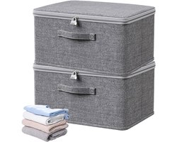 Veiligheid en opbergruimte: Grijze lockable box van stof, ideaal voor organisatie en bescherming van waardevolle spullen