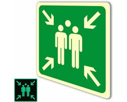 Veiligheidsbord verzamelpunt van stevig PVC hard schuim, UV-bestendig, 20 x 20 cm, voor buitengebruik en duidelijke herkenning