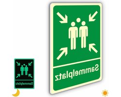 Veiligheidsbord verzamelpunt van stevig PVC hard schuim, UV-bestendig, 20 x 30 cm, ideaal voor buitengebruik, duidelijke instructies en herkenbaarheid
